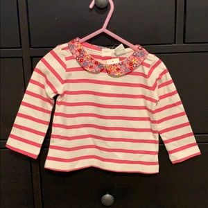 Baby Girl Gap Pink and Cream Shirt Sz 12-18m